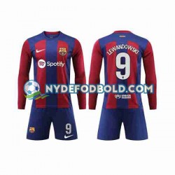 Hjemmebane Trøje FC Barcelona LEWANDOWSKI 9 2023-2024 L/Æ Børn(+Shorts)