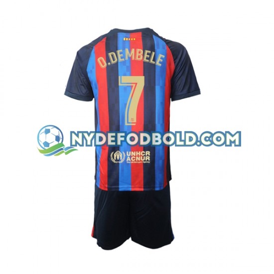 Hjemmebane Trøje FC Barcelona Ousmane Dembele 7 2022-2023 K/Æ Børn(+Shorts)