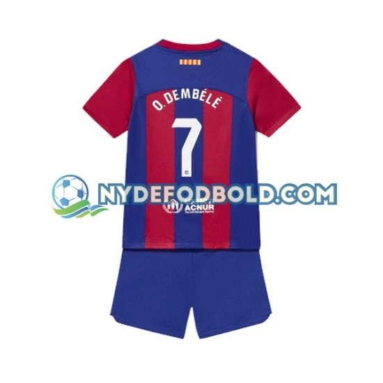 Hjemmebane Trøje FC Barcelona Ousmane Dembele 7 2023-2024 K/Æ Børn(+Shorts)