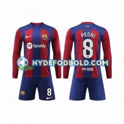 Hjemmebane Trøje FC Barcelona Pedri 8 2023-2024 L/Æ Børn(+Shorts)