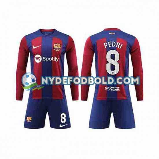 Hjemmebane Trøje FC Barcelona Pedri 8 2023-2024 L/Æ Børn(+Shorts)