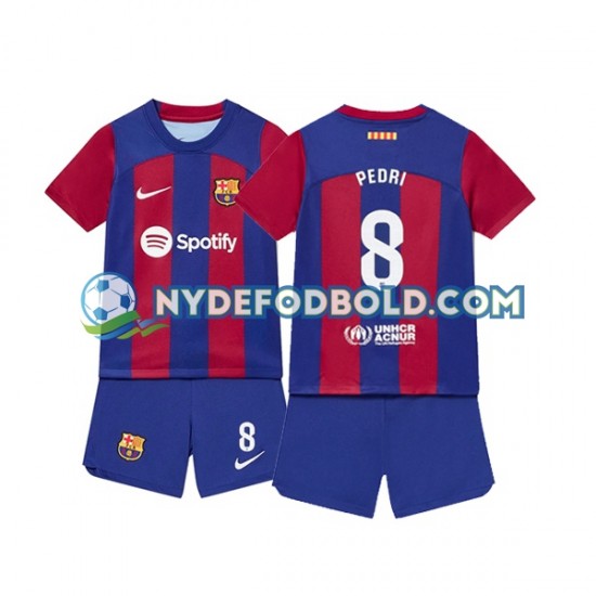 Hjemmebane Trøje FC Barcelona Pedri 8 2023-2024 K/Æ Børn(+Shorts)
