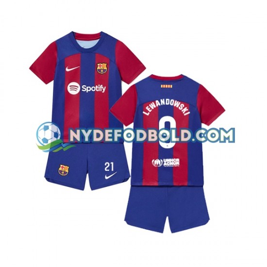Hjemmebane Trøje FC Barcelona Robert Lewandowski 9 2023-2024 K/Æ Børn(+Shorts)