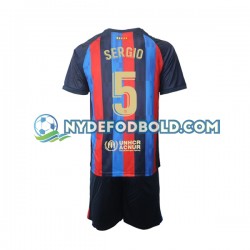 Hjemmebane Trøje FC Barcelona Sergio Busquets 5 2022-2023 K/Æ Børn(+Shorts)