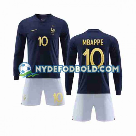 Hjemmebane Trøje Frankrig Mbappe 10 World Cup 2022 L/Æ Børn(+Shorts)