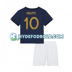 Hjemmebane Trøje Frankrig Mbappe 10 World Cup 2022 K/Æ Børn(+Shorts)