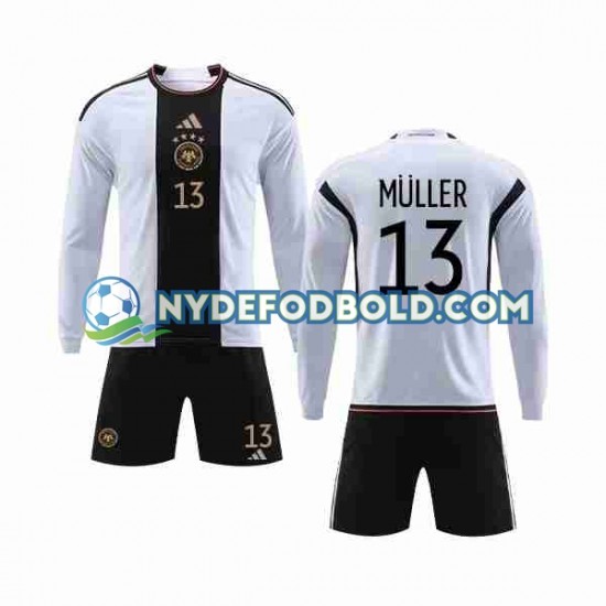 Hjemmebane Trøje Tyskland MULLER 13 World Cup 2022 L/Æ Børn(+Shorts)