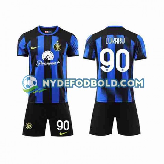 Hjemmebane Trøje Inter Milan Lukaku 90 2023-2024 K/Æ Børn(+Shorts)