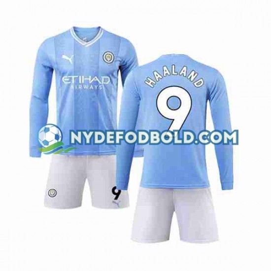 Hjemmebane Trøje Manchester City Haaland 9 2023-2024 L/Æ Børn(+Shorts)
