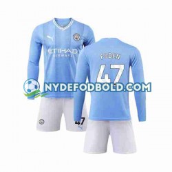 Hjemmebane Trøje Manchester City Phil Foden 47 2023-2024 L/Æ Børn(+Shorts)