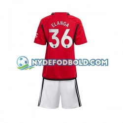 Hjemmebane Trøje Manchester United Anthony Elanga 36 2023-2024 K/Æ Børn(+Shorts)
