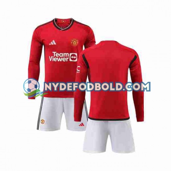 Hjemmebane Trøje Manchester United 2023-2024 L/Æ Børn(+Shorts)
