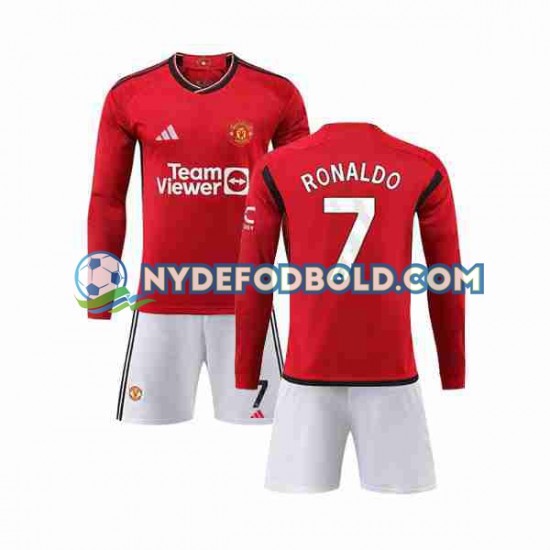 Hjemmebane Trøje Manchester United Ronaldo 7 2023-2024 L/Æ Børn(+Shorts)