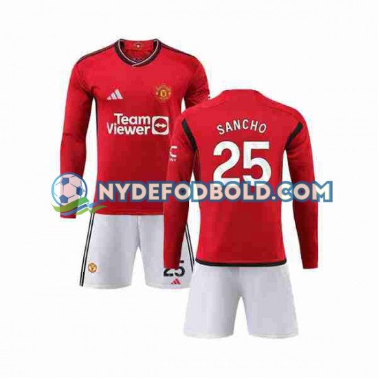 Hjemmebane Trøje Manchester United Sancho 25 2023-2024 L/Æ Børn(+Shorts)