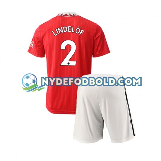 Hjemmebane Trøje Manchester United Victor Lindelof 2 2022-2023 K/Æ Børn(+Shorts)