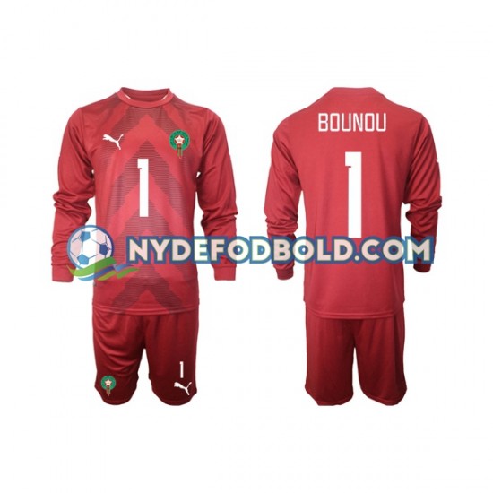 Hjemmebane Trøje Marokko Målmand Yassine Bounou 1 2022 L/Æ Børn(+Shorts)