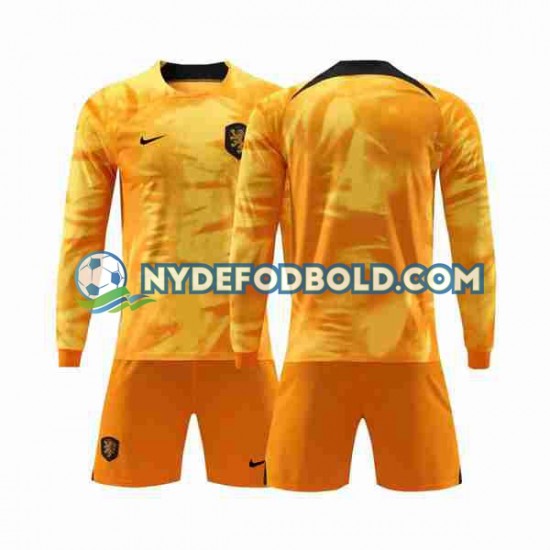 Hjemmebane Trøje Holland World Cup 2022 L/Æ Børn(+Shorts)