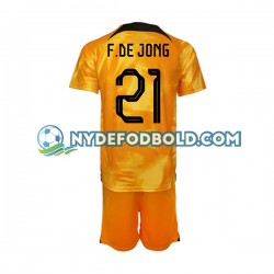 Hjemmebane Trøje Holland Frenkie de Jong 21 World Cup 2022 K/Æ Børn(+Shorts)