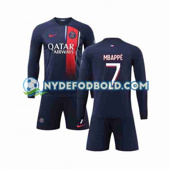 Hjemmebane Trøje Paris Saint-Germain Kylian Mbappe 7 2023-2024 L/Æ Børn(+Shorts)