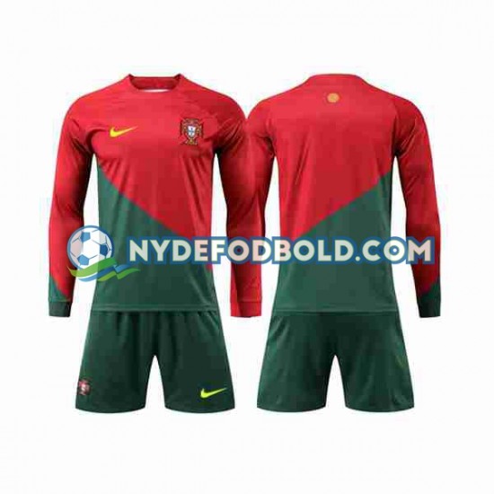 Hjemmebane Trøje Portugal World Cup 2022 L/Æ Børn(+Shorts)