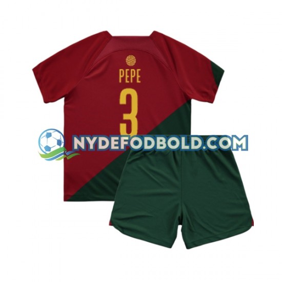 Hjemmebane Trøje Portugal PEPE 3 World Cup 2022 K/Æ Børn(+Shorts)