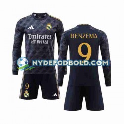 Udebane Trøje Real Madrid Benzema 9 2023-2024 L/Æ Børn(+Shorts)
