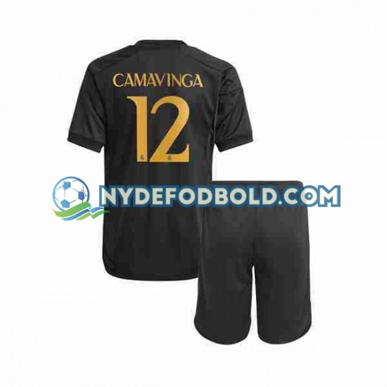 3. Valg Trøje Real Madrid Eduardo Camavinga 12 2023-2024 K/Æ Børn(+Shorts)