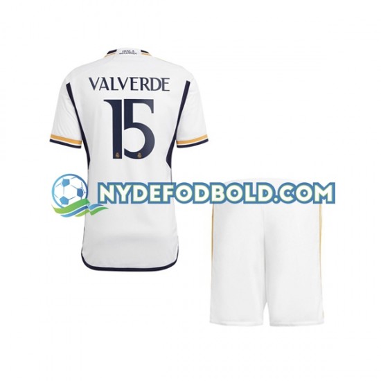 Hjemmebane Trøje Real Madrid Federico Valverde 15 2023-2024 K/Æ Børn(+Shorts)