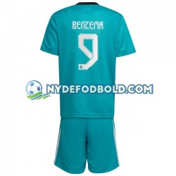 3. Valg Trøje Real Madrid Karim Benzema 9 2021-2022 K/Æ Børn(+Shorts)