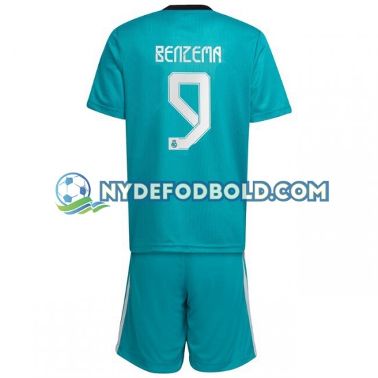 3. Valg Trøje Real Madrid Karim Benzema 9 2021-2022 K/Æ Børn(+Shorts)