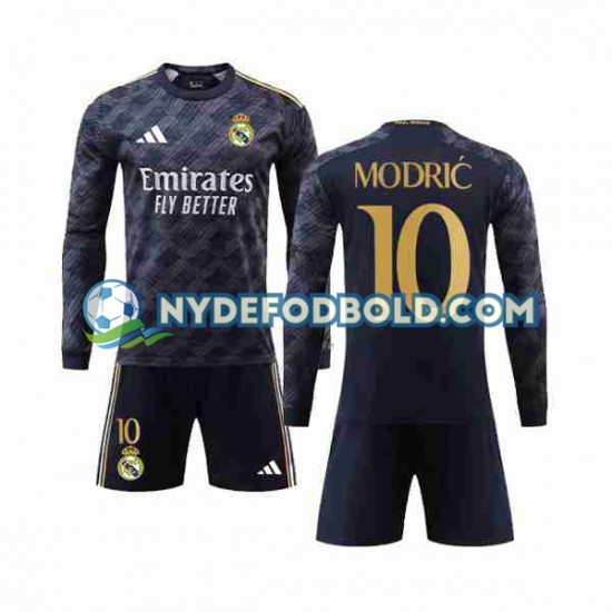 Udebane Trøje Real Madrid Luka Modric 10 2023-2024 L/Æ Børn(+Shorts)