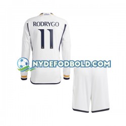 Hjemmebane Trøje Real Madrid Rodrygo Goes 11 2023-2024 L/Æ Børn(+Shorts)