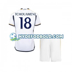 Hjemmebane Trøje Real Madrid TCHOUAMENI 18 2023-2024 K/Æ Børn(+Shorts)