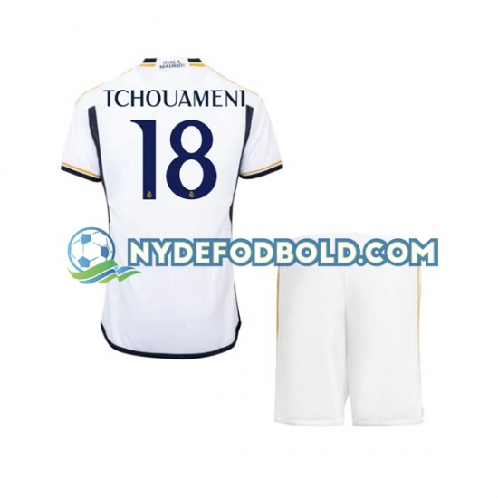Hjemmebane Trøje Real Madrid TCHOUAMENI 18 2023-2024 K/Æ Børn(+Shorts)