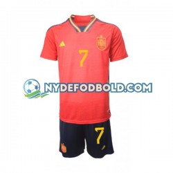Hjemmebane Trøje Spanien Alvaro Morata 7 World Cup 2022 K/Æ Børn(+Shorts)