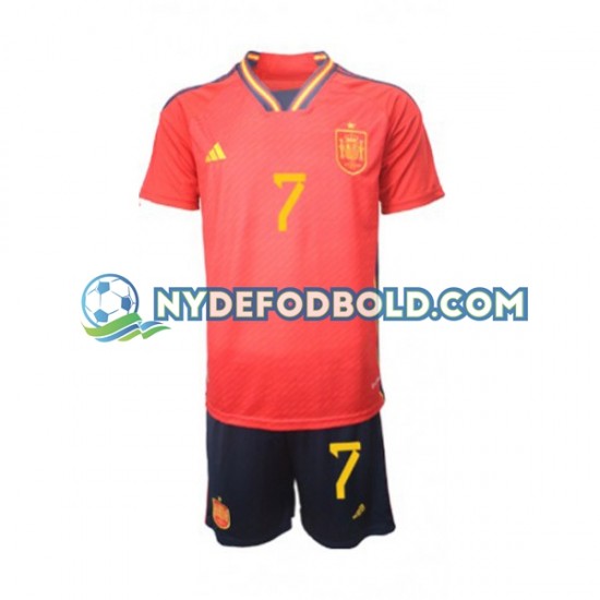 Hjemmebane Trøje Spanien Alvaro Morata 7 World Cup 2022 K/Æ Børn(+Shorts)