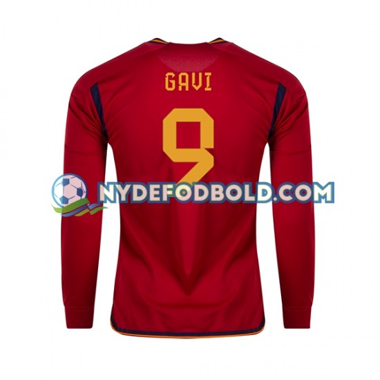 Hjemmebane Trøje Spanien Gavi 9 World Cup 2022 L/Æ Mænd