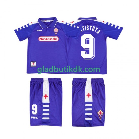 Hjemmebane Trøje Fiorentina BATISTUTA 9 Retro 1998 1999 K/Æ Børn(+Shorts)