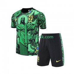 Hjemmebane Brasilien Grøn JESUS Football Shirts 2024-2025 K/Æ Børn(+Shorts)