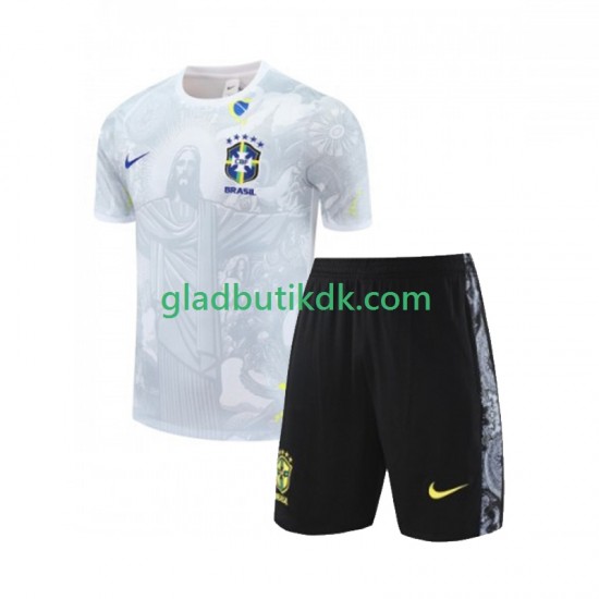 Hjemmebane Brasilien Hvid JESUS Football Shirts 2024-2025 K/Æ Børn(+Shorts)