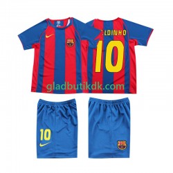 Hjemmebane Trøje FC Barcelona RONALDINHO 10 Retro 2004 K/Æ Børn(+Shorts)