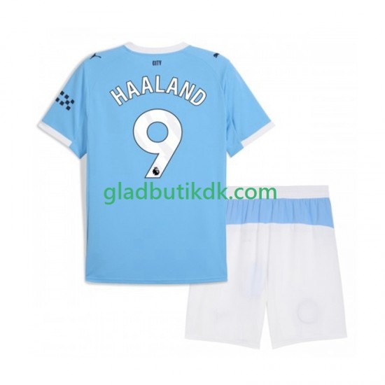 Hjemmebane Trøje Manchester City Erling Haaland 9 2025-2026 K/Æ Børn(+Shorts)