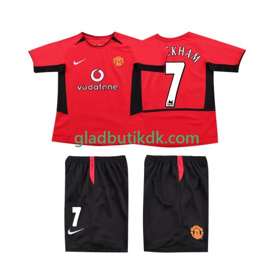 Hjemmebane Trøje Manchester United BECKHAM 7 Retro 2002 2004 K/Æ Børn(+Shorts)