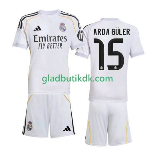 Hjemmebane Trøje Real Madrid Arda Guler 15 2025-2026 K/Æ Børn(+Shorts)