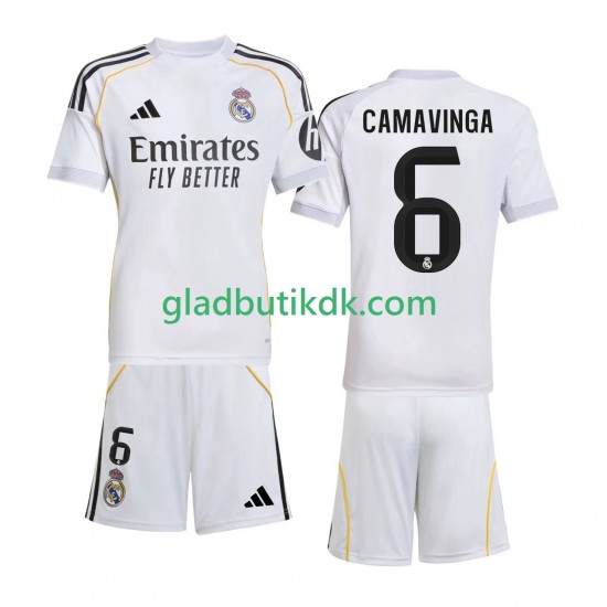 Hjemmebane Trøje Real Madrid Camavinga 6 2025-2026 K/Æ Børn(+Shorts)