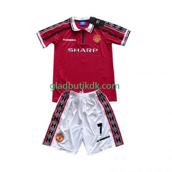Hjemmebane Trøje Manchester United Beckham 7 Retro 1998-1999 K/Æ Børn(+Shorts)