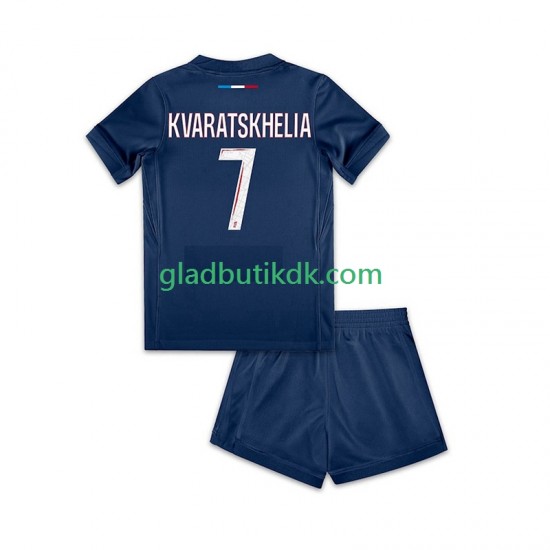 Hjemmebane Trøje Paris Saint-Germain Khvicha Kvaratskhelia 7 2024-2025 K/Æ Børn(+Shorts)