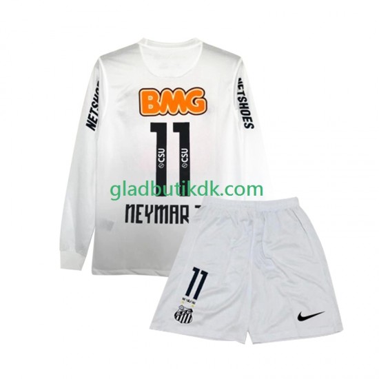 Hjemmebane Trøje Santos Neymar JR 11 Retro 2011-2012 L/Æ Børn(+Shorts)