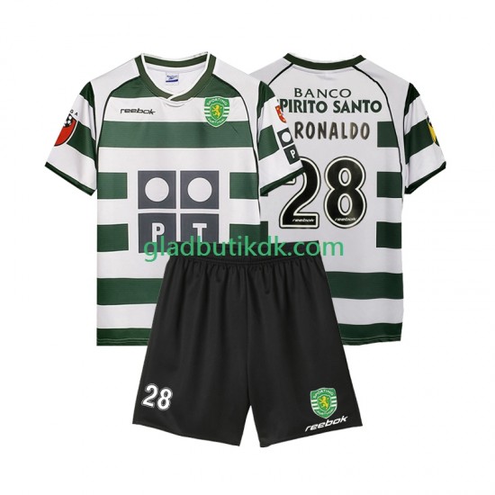Hjemmebane Trøje Sporting CP Cristiano Ronaldo 28 Retro 2001 2003 K/Æ Børn(+Shorts)