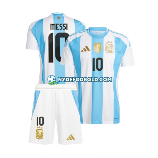 Hjemmebane Trøje Argentina Blå Hvid Lionel Messi 10 Copa America 2024 K/Æ Børn(+Shorts)